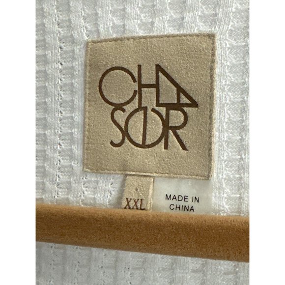 Chaser size XXL cream v neck waffle thermal wide cuff tunic top FLAW - Picture 2 of 8